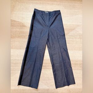 LOFT Wide Leg Tuxedo Pants | Dark Blue Denim | Tall | High Rise | 34" Inseam